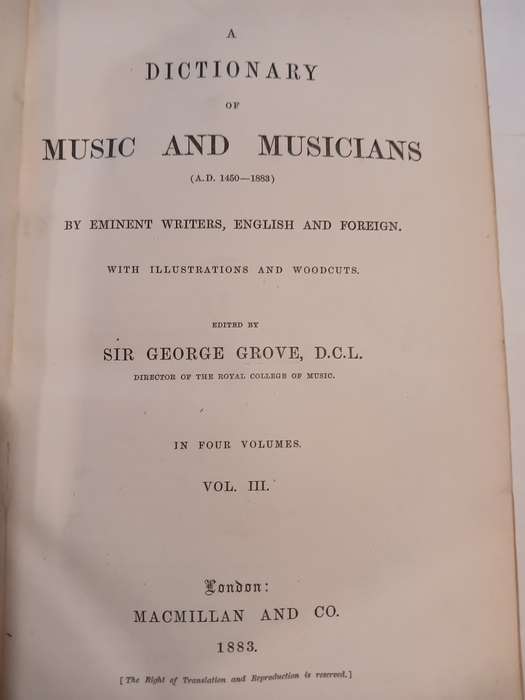 The Dictionary of Music and Musicians by Sir George Grove, Vol. III, 1883