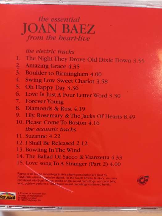 Joan Baez, The Essential, From the Heart, Live CD