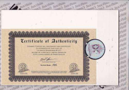 ULTIMATE SPIDER-MAN # 100 AS ONE OF A SPECIALLY LIMITED SERIES OF 1000 COPIES SIGNED BY MARK BAGLEY