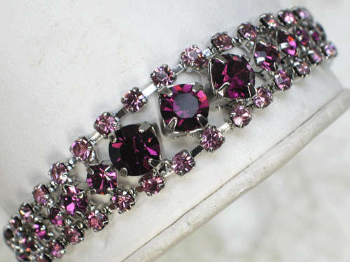 PURPLE SWAROVSKI CRYSTAL BRIDAL BRACELET