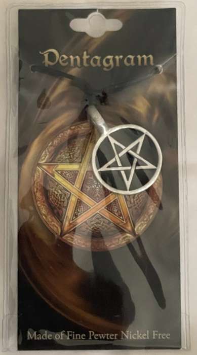 Pentacle Pewter Pendant - Black Enamel