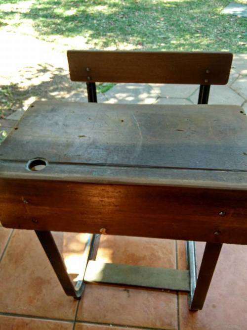 VINTAGE SCHOOL DESK - (Wood and Iron)