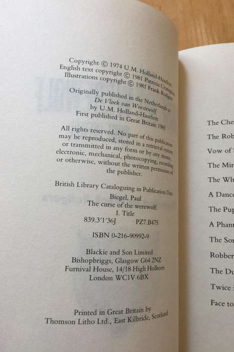 BIEGEL, Paul - The Curse of the Werewolf - (1st Englsh Edition Hardcover in Wrapper) *