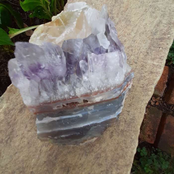 UNUSUAL DECOR AGATE,AMETHYST CLEAR QUARTZ CLUSTER WITH CALCITE 1.2KG