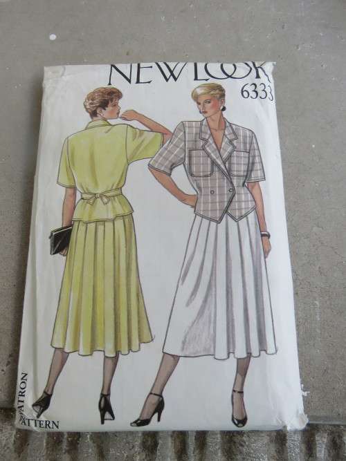 `NEW LOOK` pattern 6333 for top and skirt in six sizes in one(8-18).Good condition.