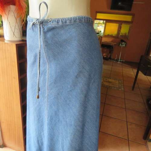 Maxi blue denim A-line skirt Drawstring in waist Zip at back Size 40-16 by `Foschini` As new