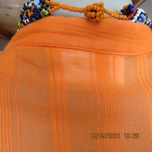 Eyecatching tangerine 100% cotton button down top with tucked decoration.By DONATELLA size 46/22