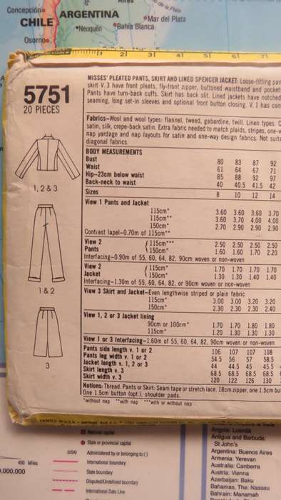 Sewing pattern by SIMPLICITY 5751 for stylish pants,skirt and jacket. Size 8 to 16 As new