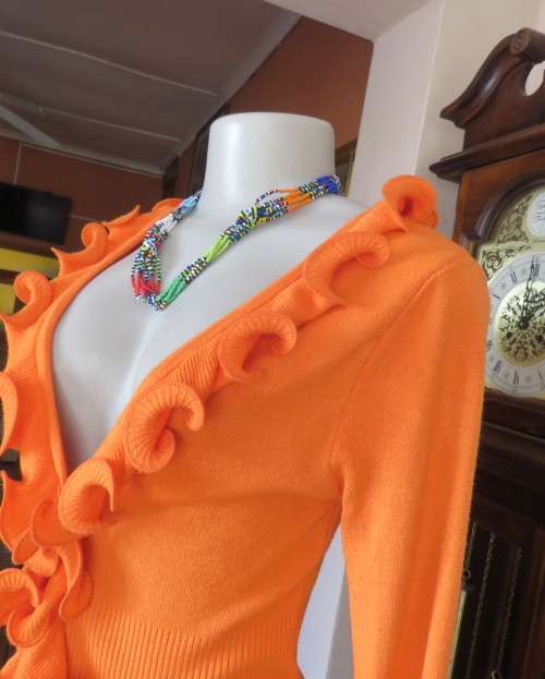 BNE Chic long sleeve stretch polycotton knit cardigan in orange. Size 34.