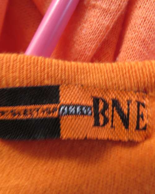 BNE Chic long sleeve stretch polycotton knit cardigan in orange. Size 34.