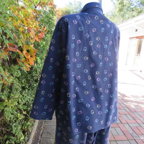 HELLO KITTY pajama set in faded navy with cat faces. Size 40/16. By WOOLWORTHS. As new condition.