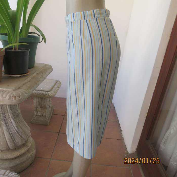 Elongate your figure in this striped 2 pc vintage outfit. Pencil skirt/loose fit button down top. 36