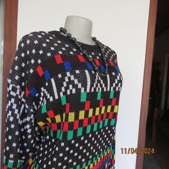 High quality black fair isle long sleeve jersey.Various bright colours. By CLICHE size 38 to 40.