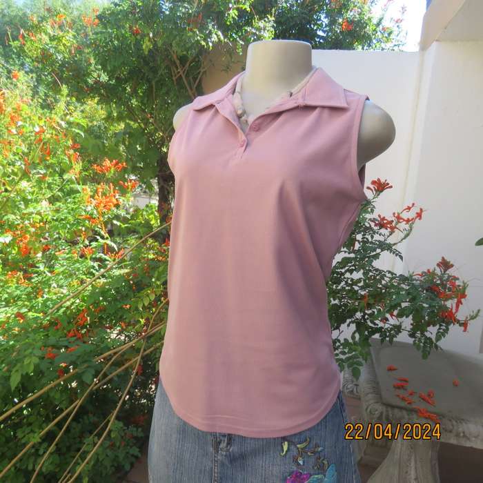 Pretty textured polyester turkish rose pink sleeveless dri-sport MAXED top size 34.