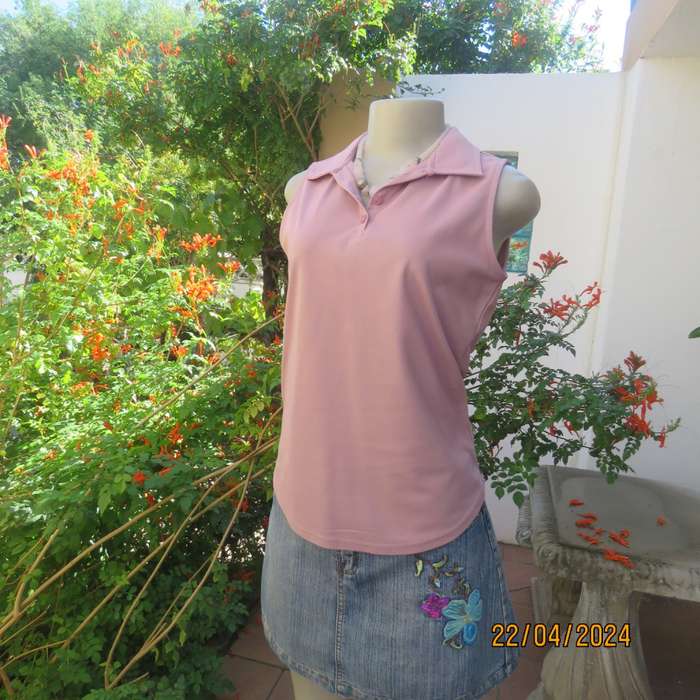 Pretty textured polyester turkish rose pink sleeveless dri-sport MAXED top size 34.