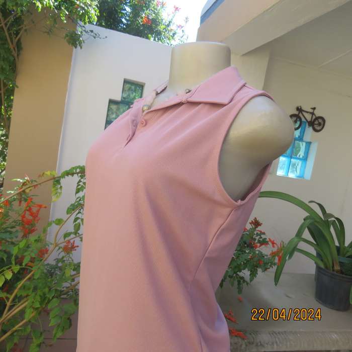 Pretty textured polyester turkish rose pink sleeveless dri-sport MAXED top size 34.