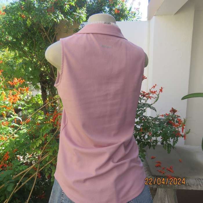 Pretty textured polyester turkish rose pink sleeveless dri-sport MAXED top size 34.
