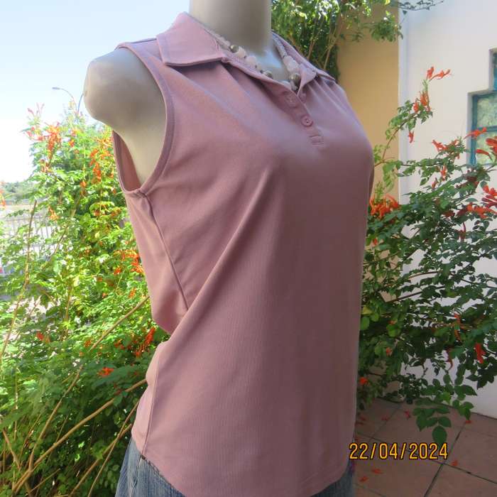 Pretty textured polyester turkish rose pink sleeveless dri-sport MAXED top size 34.