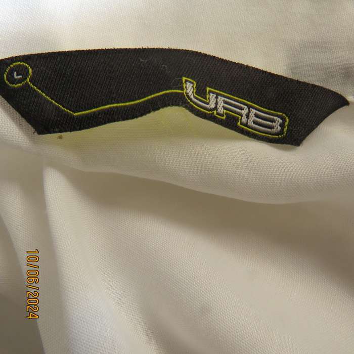 Charming white fine cotton long sleeve top by URB from USA size 35. Braiding closure.Cropped. As new