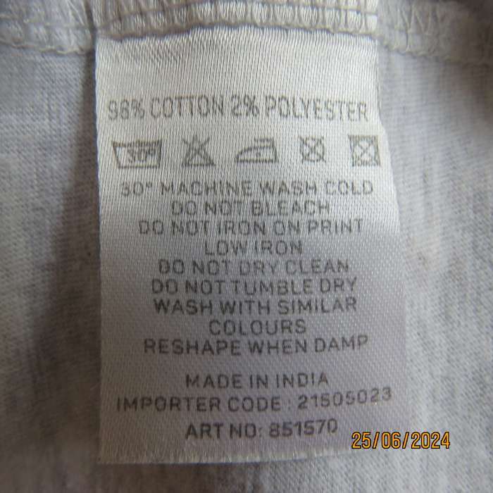 Real Man Basic Tee - Light Grey, Size Large, Short Sleeves, Polycotton