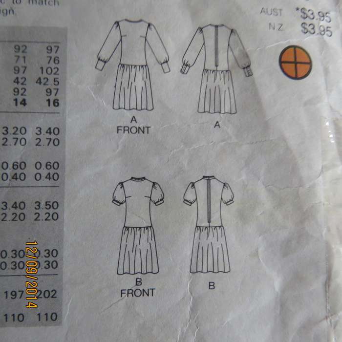 BUTTERICK sewing pattern 4831 for vintage dress size 34 to 38