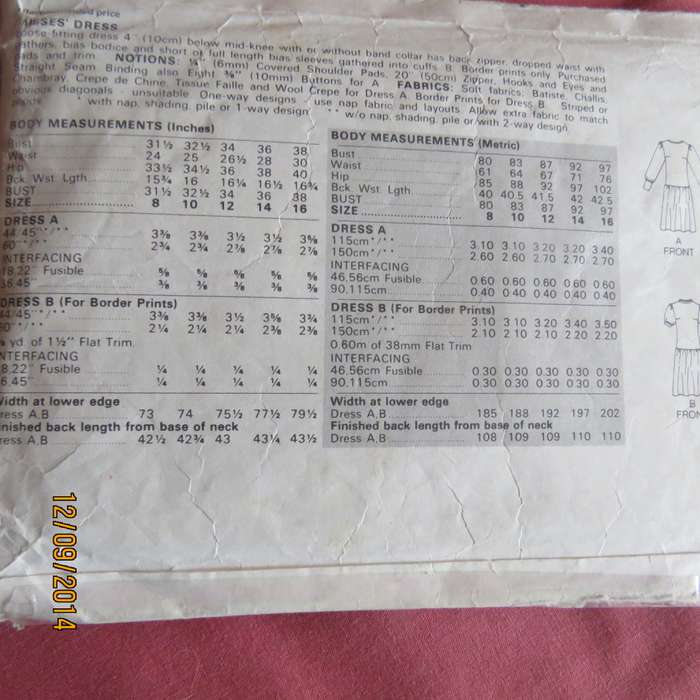 BUTTERICK sewing pattern 4831 for vintage dress size 34 to 38