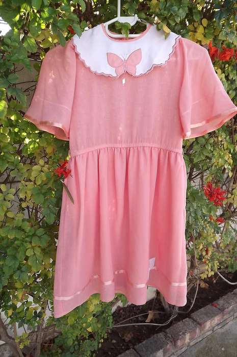 Apricot Colour Pretty Party Dress for 8/10 year old girl - skirt lined, elasticated middle