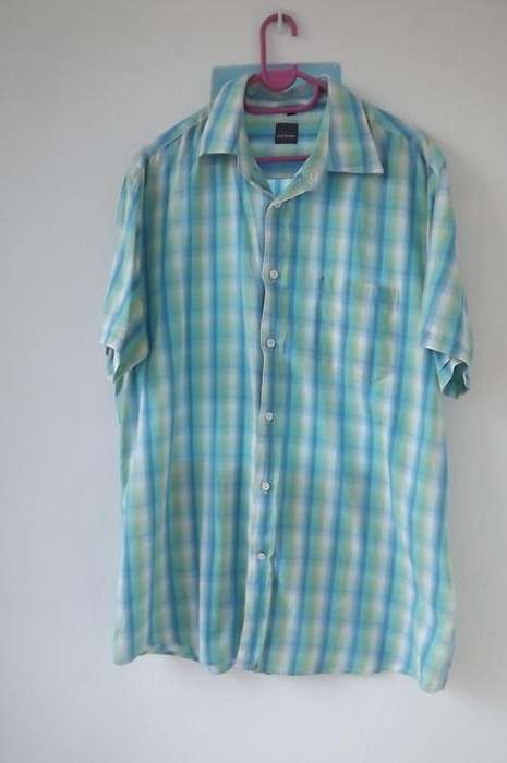 Blue&Turquoise summer men's shirt in XL by Casa Blanca in Polycotton.Pocket on front.Good condition