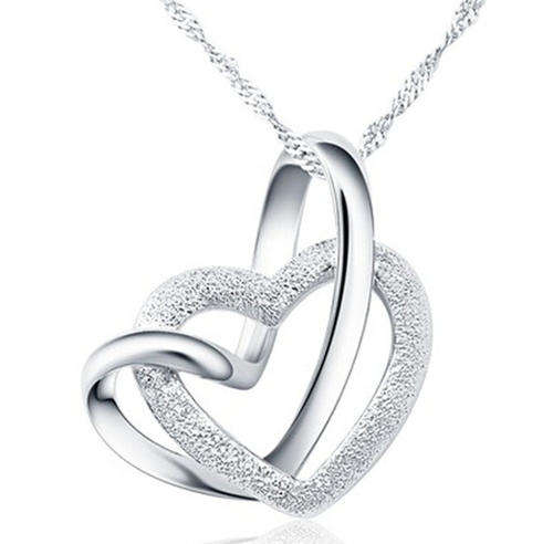 Collarbone Double Heart Pendant with Necklace