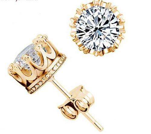 Beautiful Created Diamond Yellow Gold plated  Earrings
