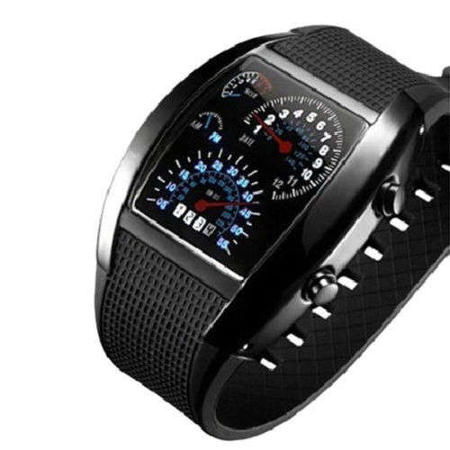 Men's Fashion Black Stainless Steel Luxury Sport Analog Quartz Wrist DIAL Watch