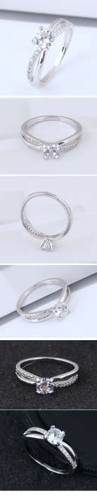 Solitaire CZ wrapped in white gold filled setting..with swarovski elements