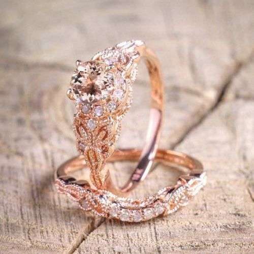 2Pcs Rose Gold Zirconl Rings Set  Sz 5-10