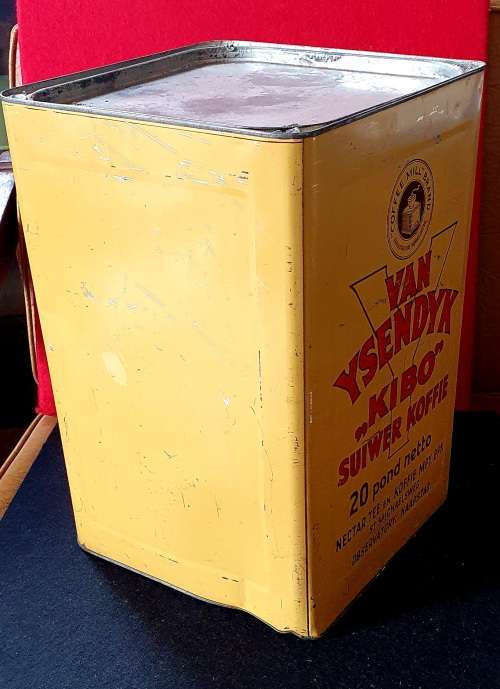 ANTIQUE HUGE 20 LBS VAN YSENDYK SE SUIWER KOFFIE TIN. 35CM HIGH X 24CM WIDE !!