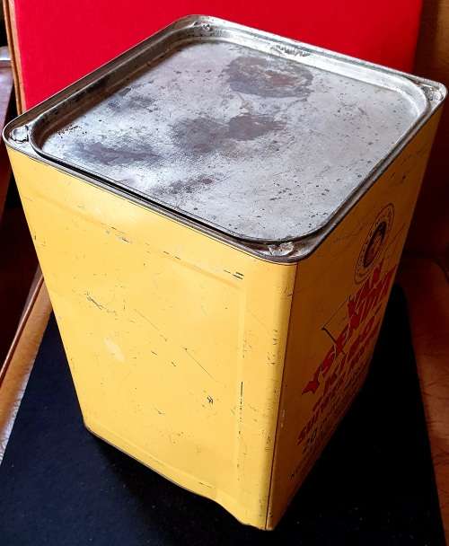 ANTIQUE HUGE 20 LBS VAN YSENDYK SE SUIWER KOFFIE TIN. 35CM HIGH X 24CM WIDE !!