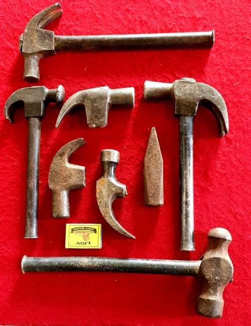 ANTIQUE HAMMER COLLECTION 8 X  . INCL TWO FORGING !!