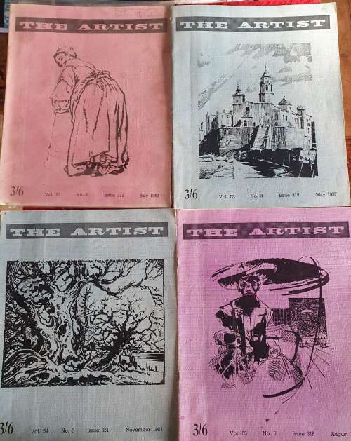 4 X 1957 THE ARTIST MAGAZINES. A4 SIZE. ONE BID FOR ALL.