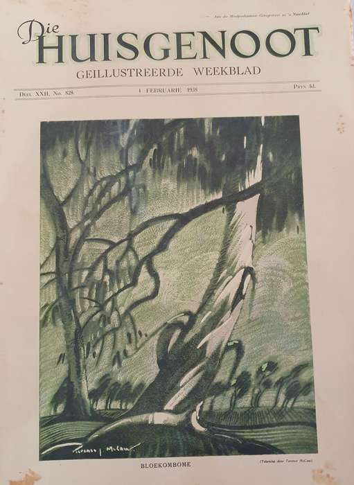 4 FEBRUARIE 1938 . DIE HUISGENOOT. BLOEKOMBOME .  BIG FORMAT .28CM WIDE X 38CM LENGHT.