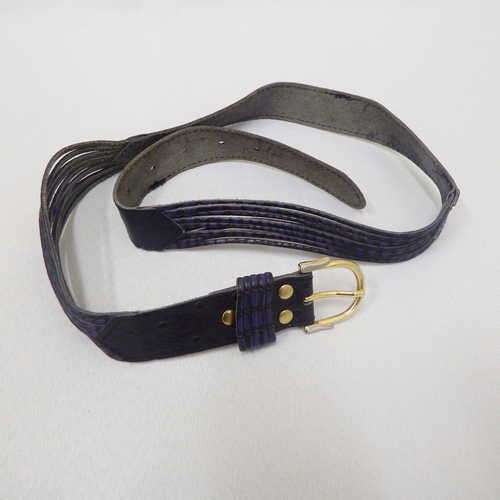 Vintage ladies black and purple leather belt - Length: 96.8 cm