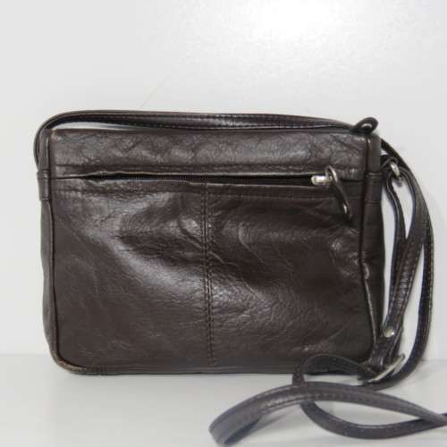 Dark brown leather small handbag - 17 x 21 cm