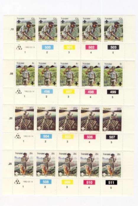 Lot of Transkei Boy Scouts control blocks of stamps - mint condition