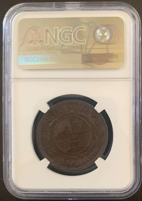 1892 ZAR PENNY BRONZE COIN NGC GRADED MS61BN MINT STATE