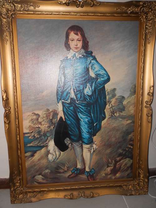 Large, Period-Framed Print of "The Blue Boy" original by Thomas Gainsboro, c1790