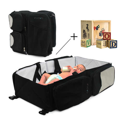Baby 3-in-1 Carry & Nappy Bag  + Free ABC Blocks