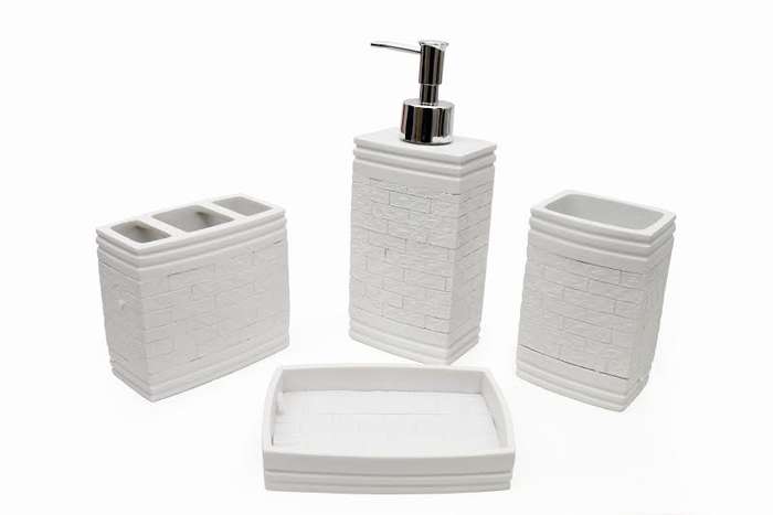 Bathroom - Set 4 pcs White Textured