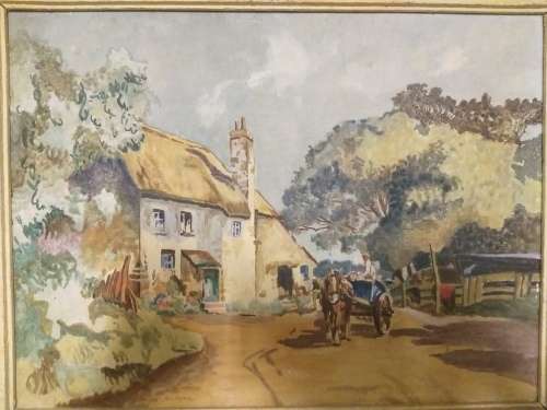 Farmhouse scene, oil on board signed H.L. Cooper