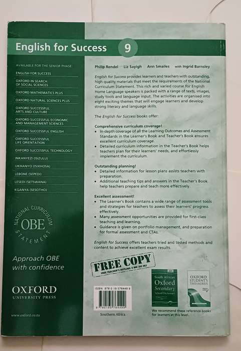 OXFORD ENGLISH FOR SUCCESS TEACHER'S BOOK GRADE 9