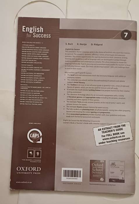 CAPS OXFORD ENGLISH FOR SUCCESS TEACHER'S GUIDE GRADE 7