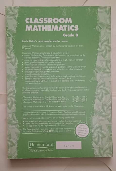 NCS CLASSROOM MATHEMATICS  EDUCATOR'S GUIDE GRADE 8