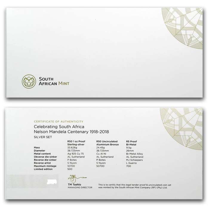 2018 Nelson Mandela Centenary 1918-2018 | 3 Coin Silver Proof Set | Celebrating South Africa | Rare!
